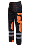 Durable 600D Cordura Knee Pad Pockets for Protection on Black Construction Pants