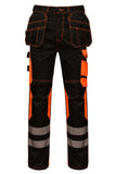 STRUD FIT Men's High Visibility Work Trousers in Premium Safety Black Front View