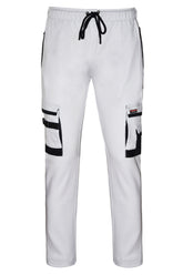 STRUD FIT Men's Painters White Fleece Work Trousers with Multi Cargo Pockets Front View