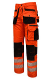 Heavy Duty Black Knee Pad Pockets on STRUD FIT Black Orange Trousers