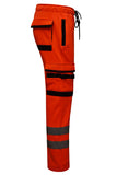 Adjustable Drawstring and Elasticated Waistband on Orange Heavy Duty Fleece Pants