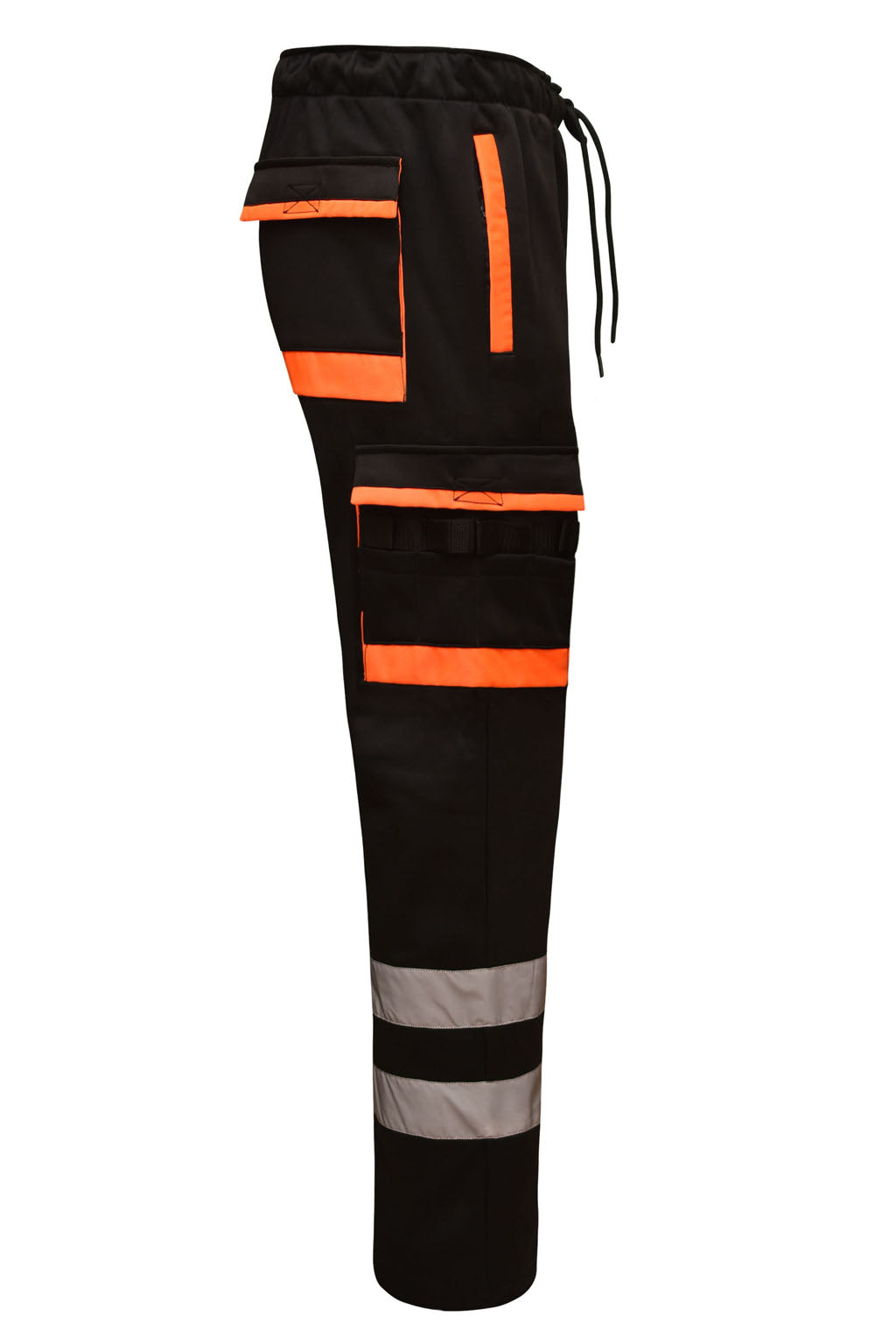 Adjustable Drawstring and Elasticated Waistband on Black Heavy Duty Fleece Pants