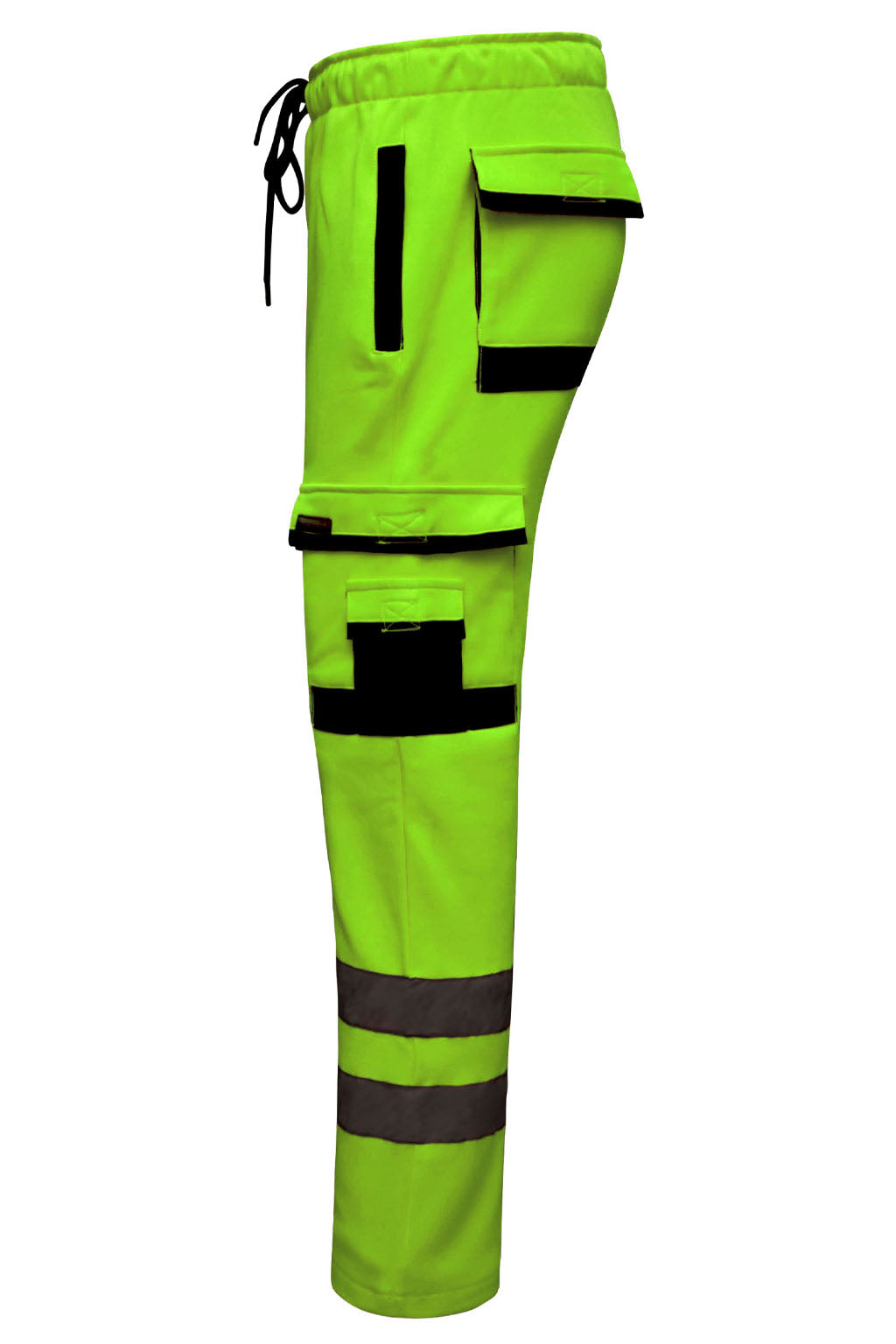 Premium Two Inch Silver Reflective Tape on Parrot Green High Visibility Workwear Joggers