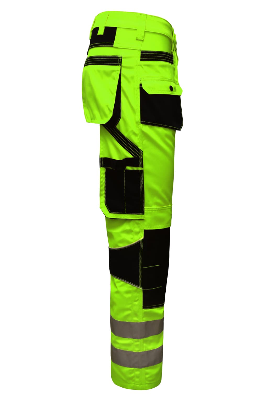 Heavy Duty Triple Stitched Seams on STRUD FIT Hi Vis Yellow Trousers