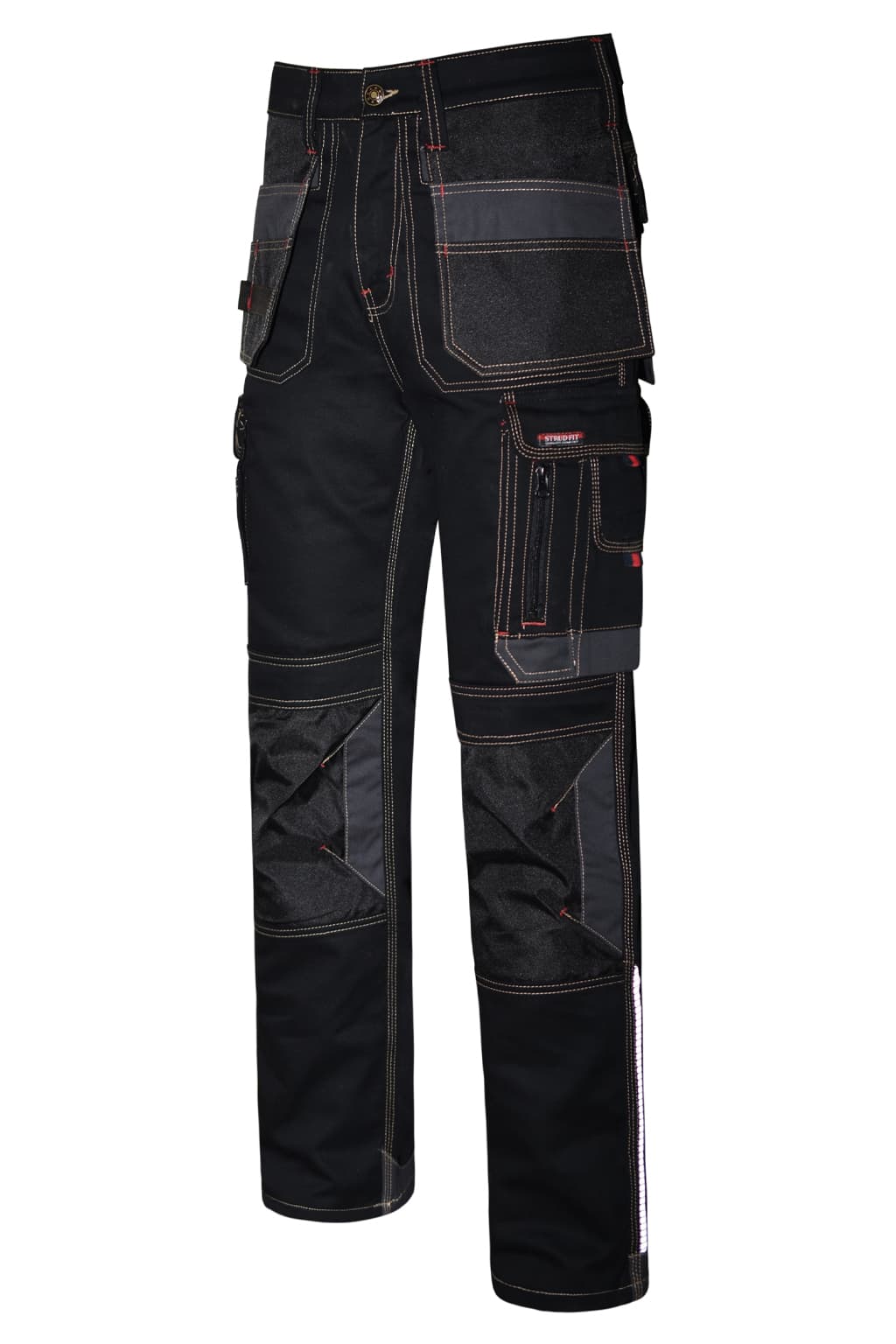 Close up of Practical Tool Hanging Holster Pockets and Mobile Phone Pouch on STRUD FIT Trousers