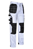 Durable Triple Stitched Seams on STRUD FIT White Cargo Utility Trousers