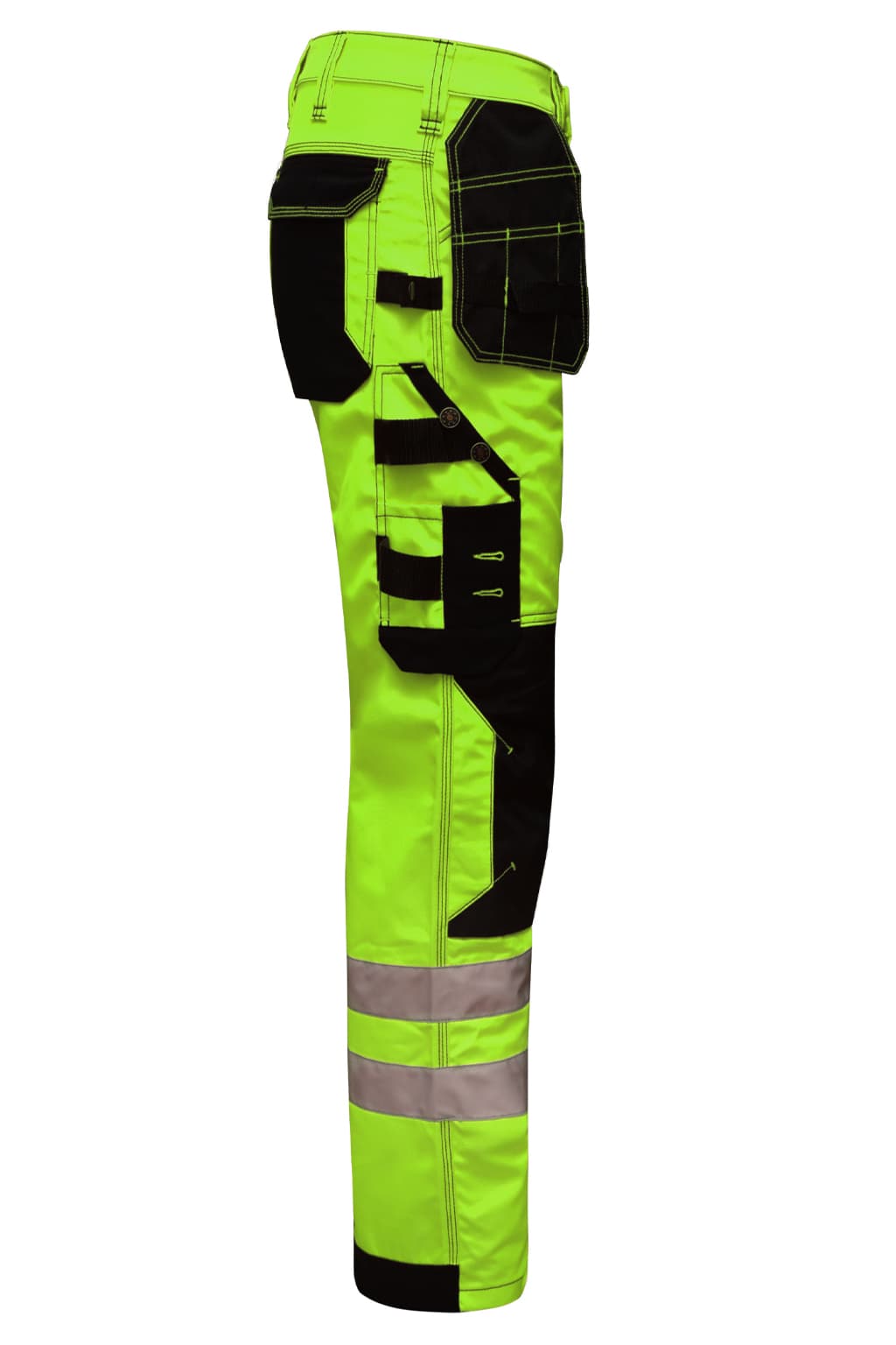 Robust YKK Brass Zip Fastening and Triple Stitched Seams on Parrot Green Cargo Trousers