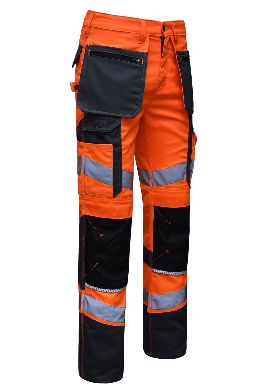 Double Sided Elasticated Waistband Detail on STRUD FIT Orange Cargo Trousers