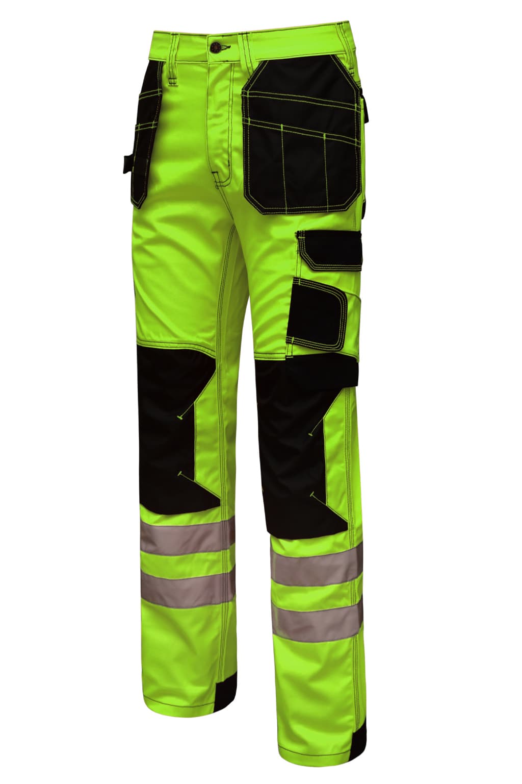 Close up of Multi Pocket Heavy Duty Hanging Holster Pockets on Parrot Green Trousers
