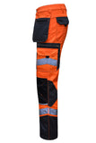 Secure Zipped Cargo Pockets and Mobile Storage on STRUD FIT Orange Workwear