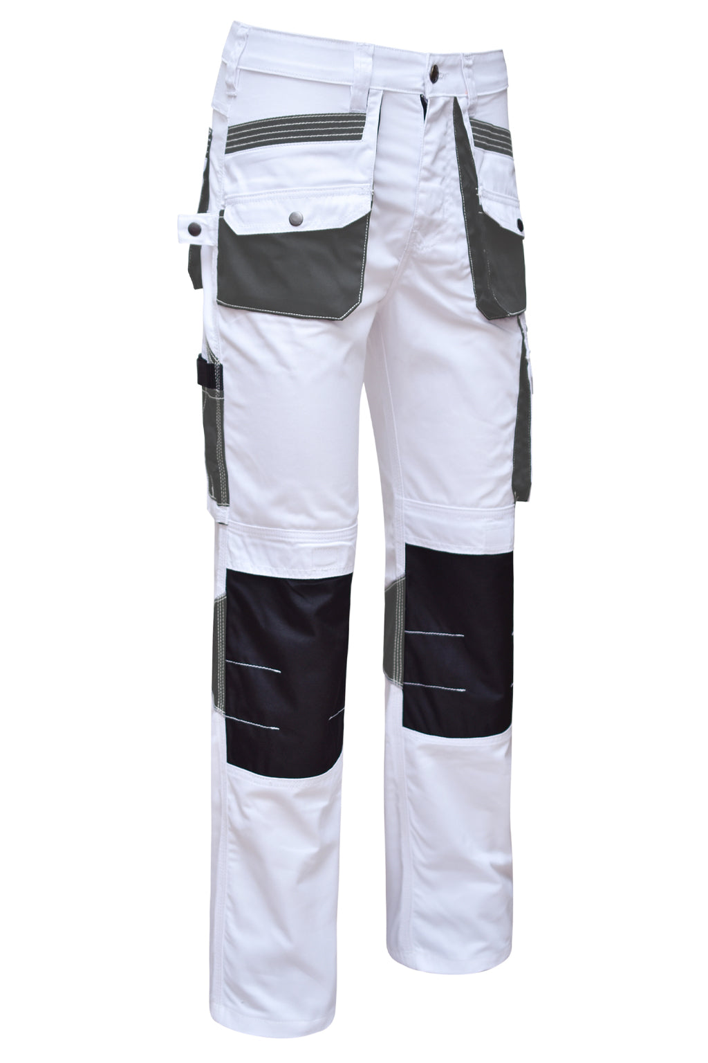 Durable Three Stitch Workwear Seams on STRUD FIT White Grey Painters Pants