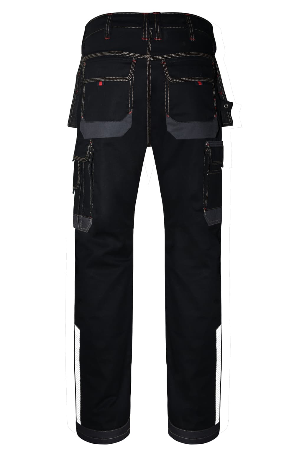 STRUD FIT Black Polycotton Combat Workwear Pants with Utility Loops Back View