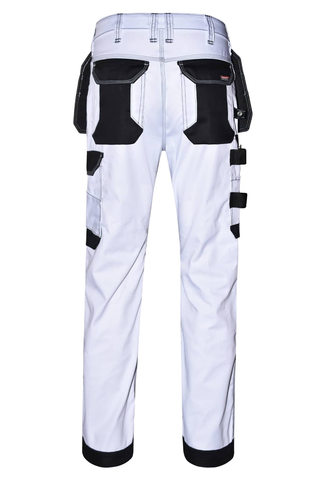 STRUD FIT White Decorators Workwear Trousers with Mobile Pocket Back View