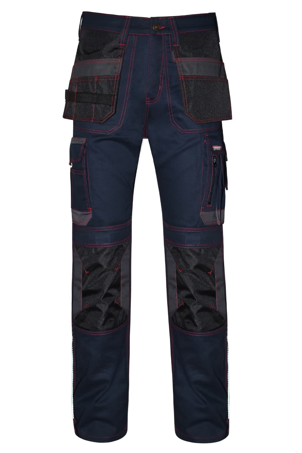 STRUD FIT Mens Heavy Duty Cargo Work Trousers in Navy Blue with Holster Pockets Front View
