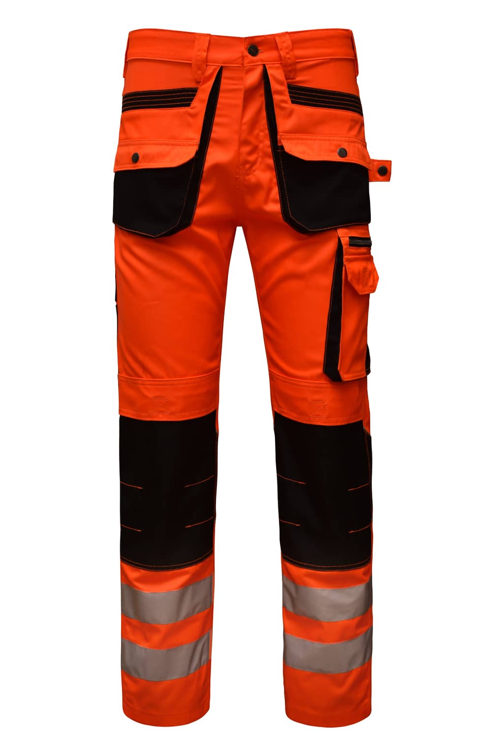 STRUD FIT Men's  Orange Hi Vis Cargo Work Trousers Front View