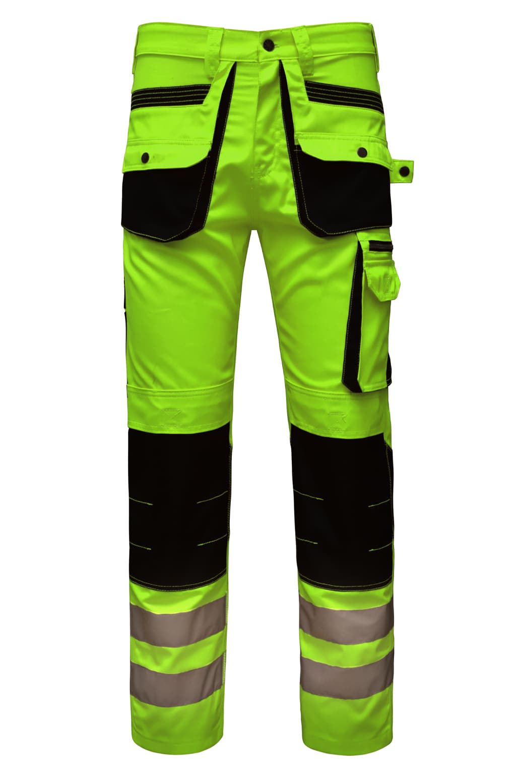 STRUD FIT Men's Hi Vis Yellow Cargo Work Trousers Front View