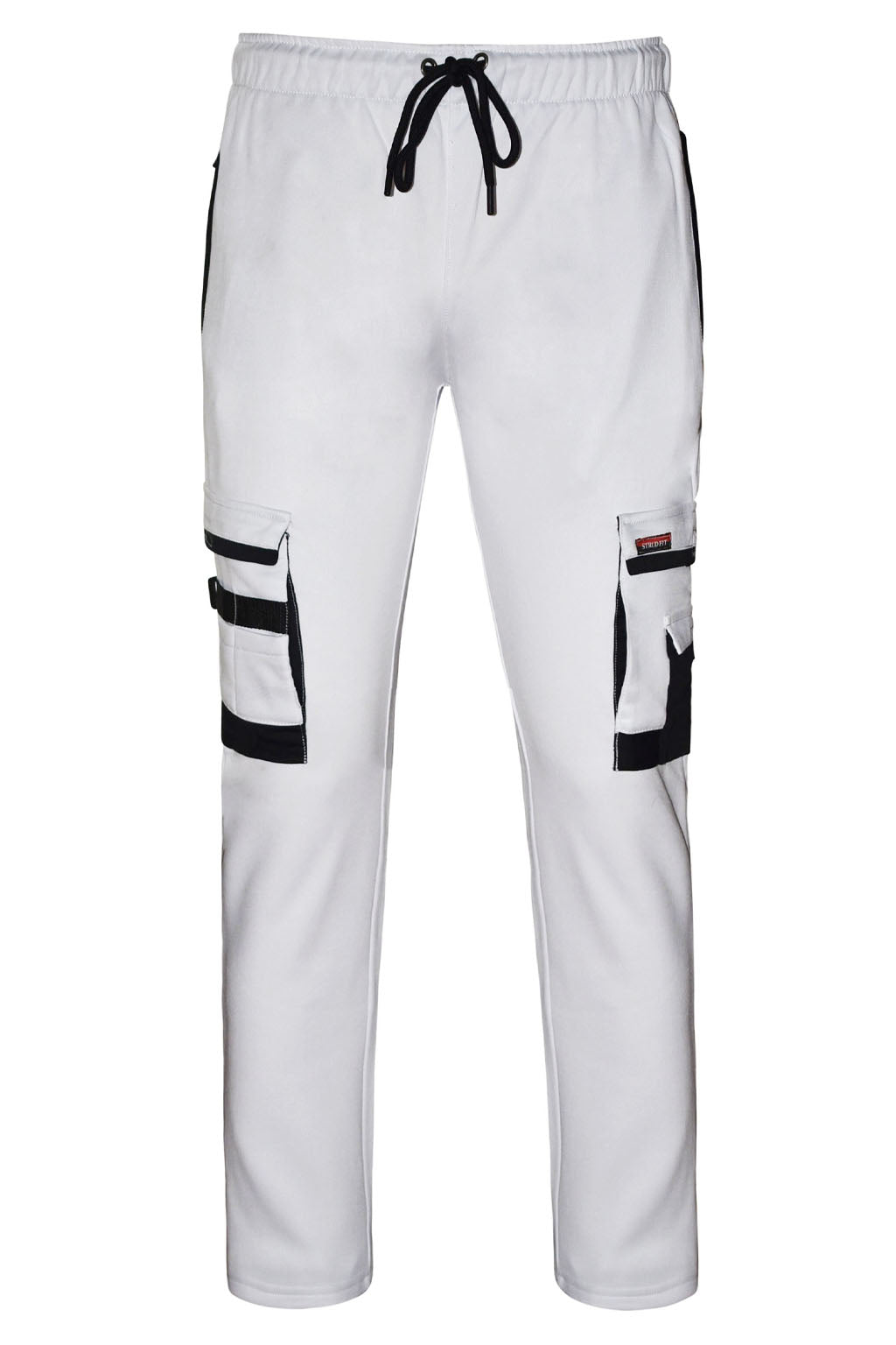 STRUD FIT Men's Painters White Fleece Work Trousers with Multi Cargo Pockets Front View