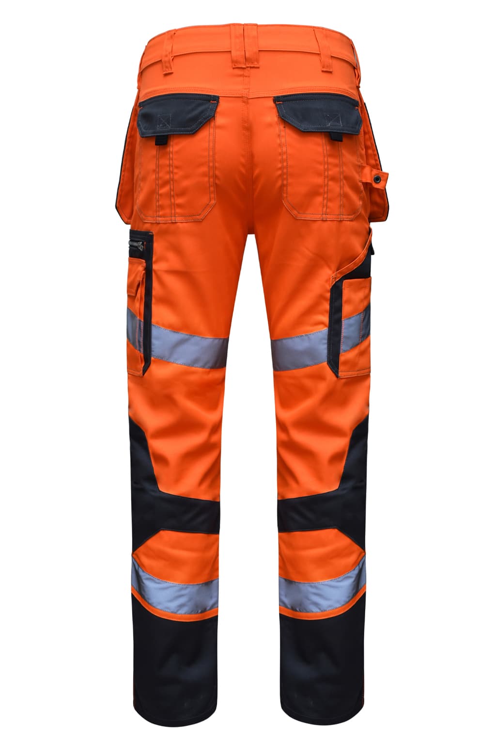 STRUD FIT Orange High Visibility Construction Pants with Reflective Tape Back View