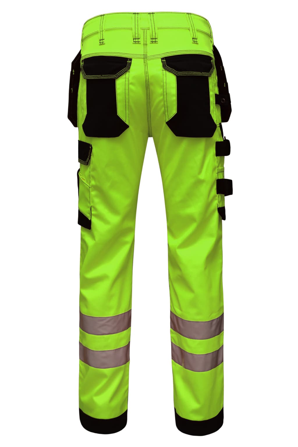STRUD FIT Parrot Green Reflective Work Cargo Site Trousers Back View