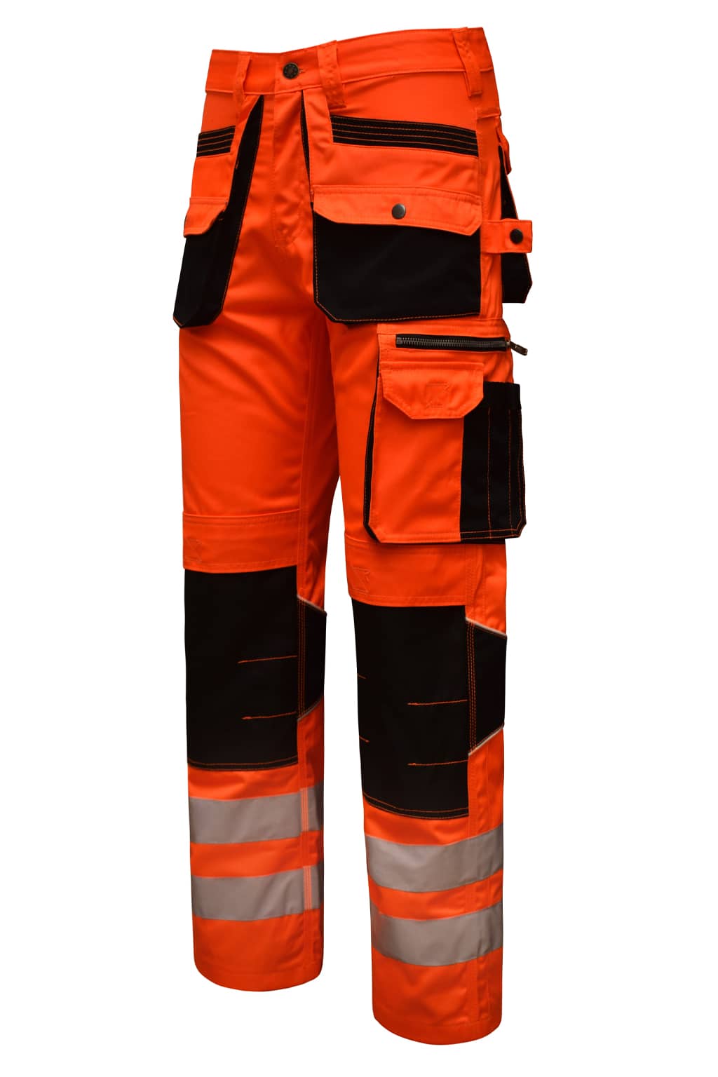 Heavy Duty Black Knee Pad Pockets on STRUD FIT Black Orange Trousers