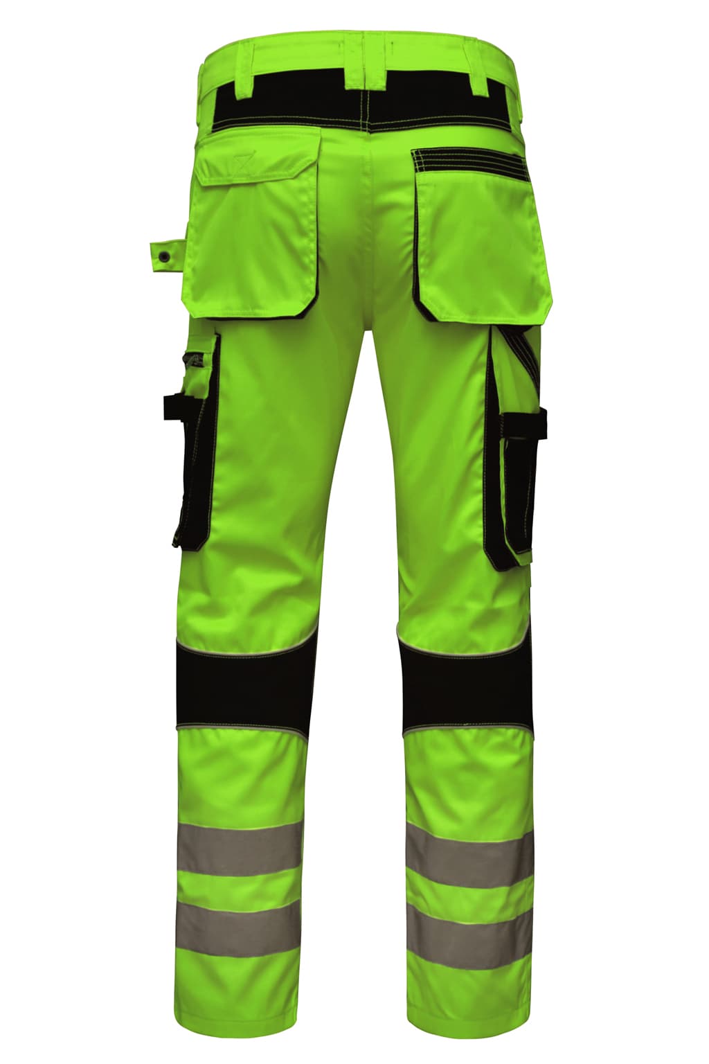 STRUD FIT Hi Vis Yellow Reflective Safety Workwear Trousers Back View