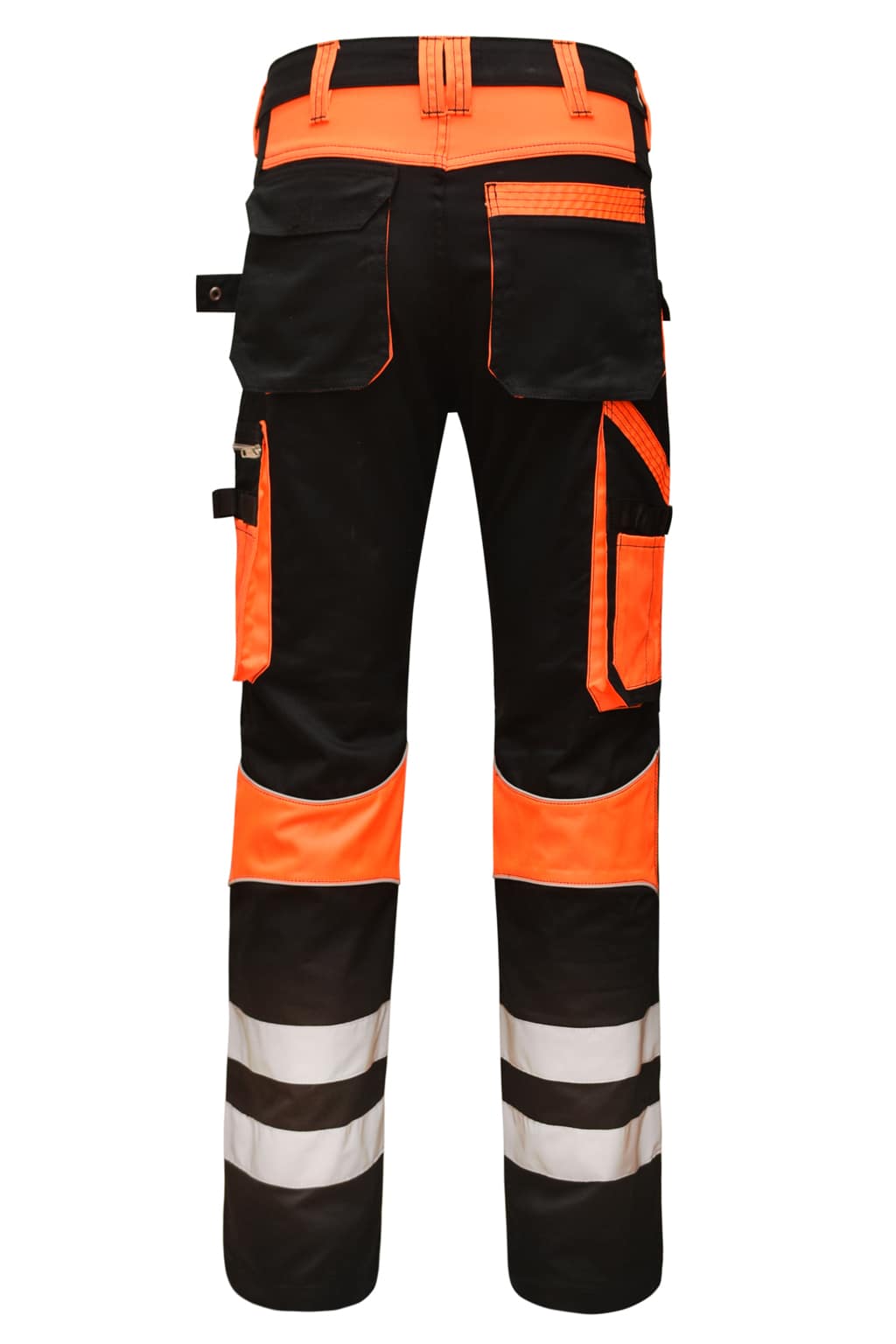 STRUD FIT Durable Black Cargo Workwear Trousers Back View