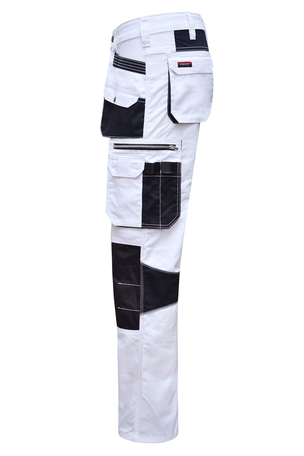 Reinforced Knee Pad Pockets for Protection on STRUD FIT White Workwear Trousers