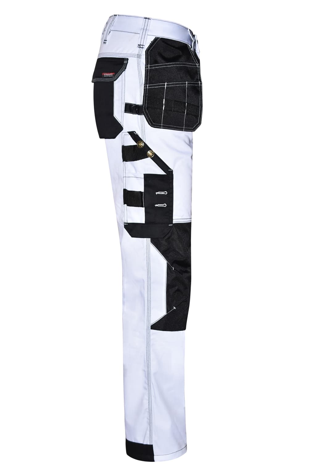 STRUD FIT Premium White Painters Cargo Trousers in 65 Percent Polyester 35 Percent Cotton