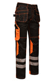 Robust YKK Brass Zip Fastening and Triple Stitched Seams on Black Cargo Trousers