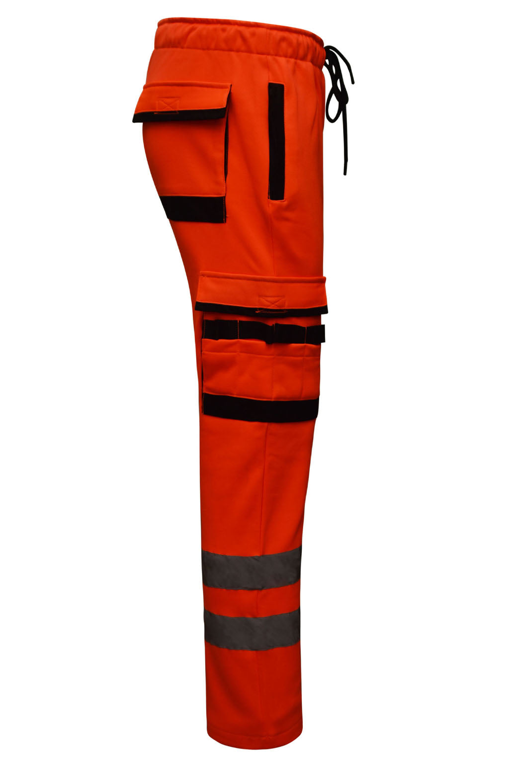 Adjustable Drawstring and Elasticated Waistband on Orange Heavy Duty Fleece Pants