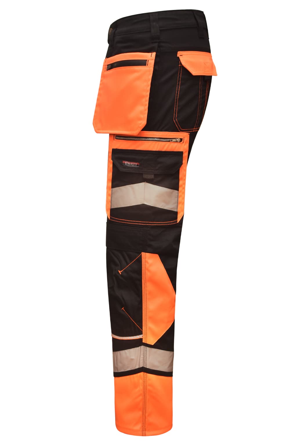 Zipped Side Cargo Pockets and Utility Storage on STRUD FIT Black Workwear